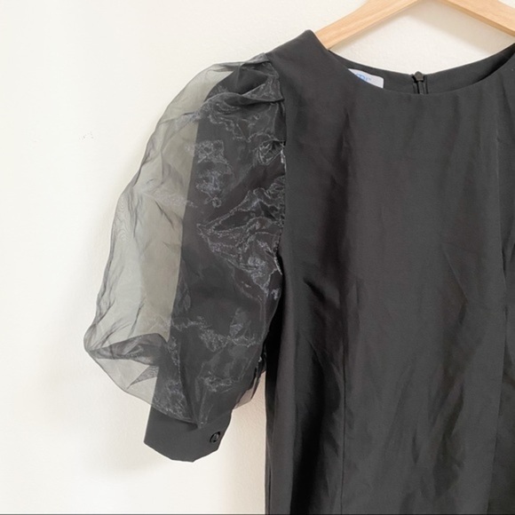 Black with sheer puffy sleeves top blouse - Picture 2 of 7